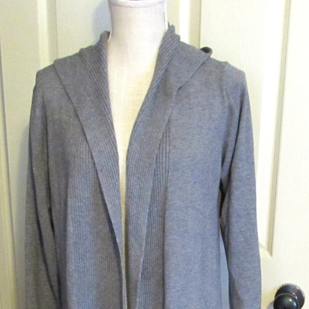 SADIE & SAGE Gray Hooded Duster Cardigan Sweater Size S/M